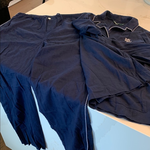 Ralph Lauren Blue Pajama Set with White Trim, like new - Picture 4 of 10